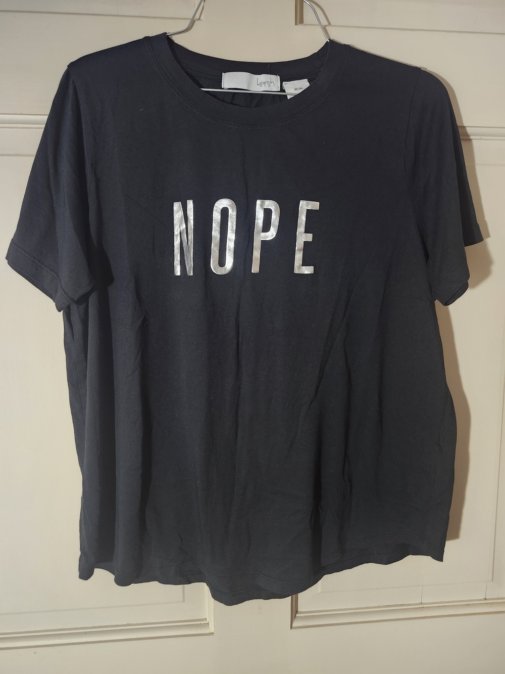 Kersh Black Tee with Silver NOPE Graphic